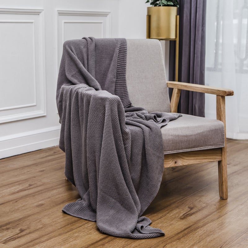Longhui bedding Dark Grey 100% Cotton Lightweight Cable Knit Throw Blanket for Couch Sofa Bed Home Large Decorative, Bonus Laundering Bag, Dark Gray 60 x 80 Inch, Machine Washable - Image 3